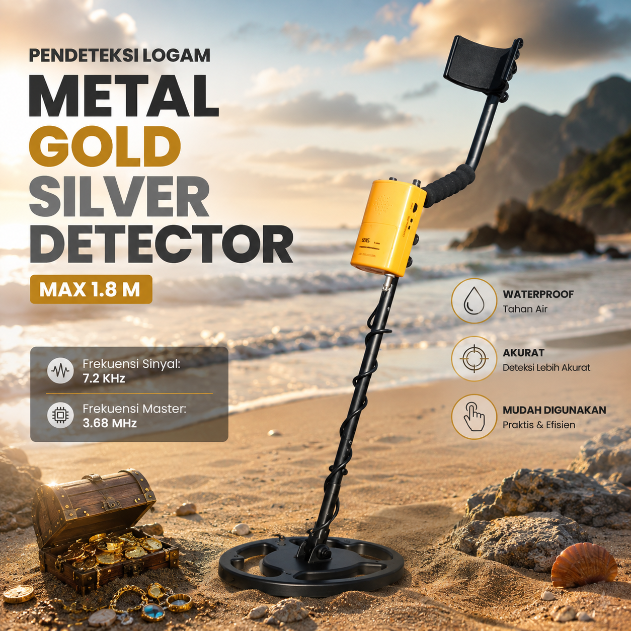 Gambar produk SMART SENSOR Pendeteksi Logam Metal Gold Silver Detector Finder - ST944 - Utama