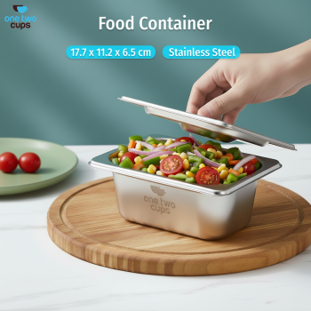 Gambar produk One Two Cups Food Container Stainless Steel Wadah Makanan Prasmanan 1/9x6.5cm - GN-201