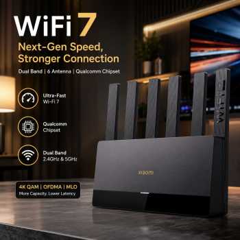 Xiaomi Router WiFi 7 6 Antenna Dual Band Qualcomm 4K QAM OFDMA MLO - BE6500