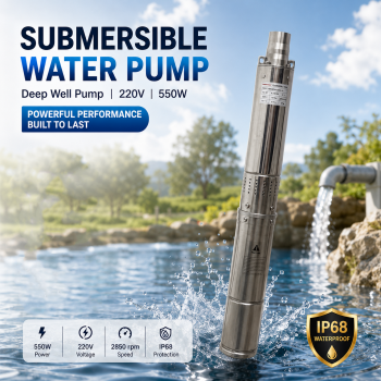 Taffware Pompa Air Submersible Water Pump Deep Well IP68 220V 550W - 100QJD2-43/8-0.55