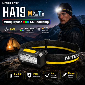 NITECORE Senter Kepala Headlamp LED MCT UHE 6in1 Color IP68 600 Lumens - HA19 UHE