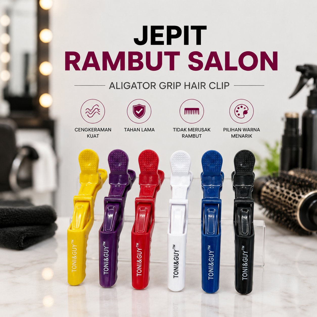 Gambar produk Biutte.co Jepit Rambut Salon Barber Hair Alligator Clip Grip 6 PCS - L05 - Utama