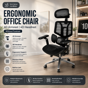 HBADA Kursi Kantor Office Chair Lumbar Support 6D Armrest 4D Headrest - E3 Pro