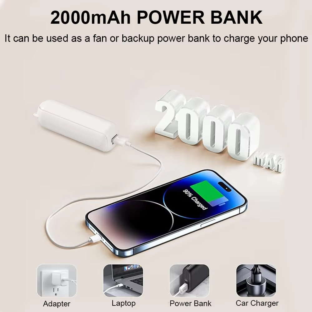 Gambar produk ZUZUO Kipas Angin Portable Genggam 3 Speed Mini Fan Folding 2000mAh - RY-2023 - 2