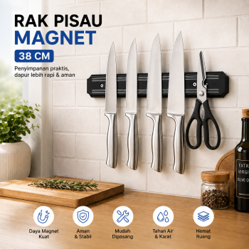 FITTO Rak Pisau Magnet Serbaguna Wall Mounted Magnetic Knife Holder - DS-100