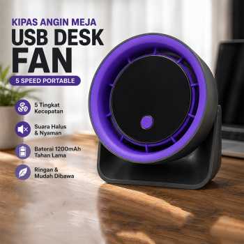 TIN Kipas Angin Meja USB Desk Fan 5 Speed Portable 8 W 1200mAh - FS-22
