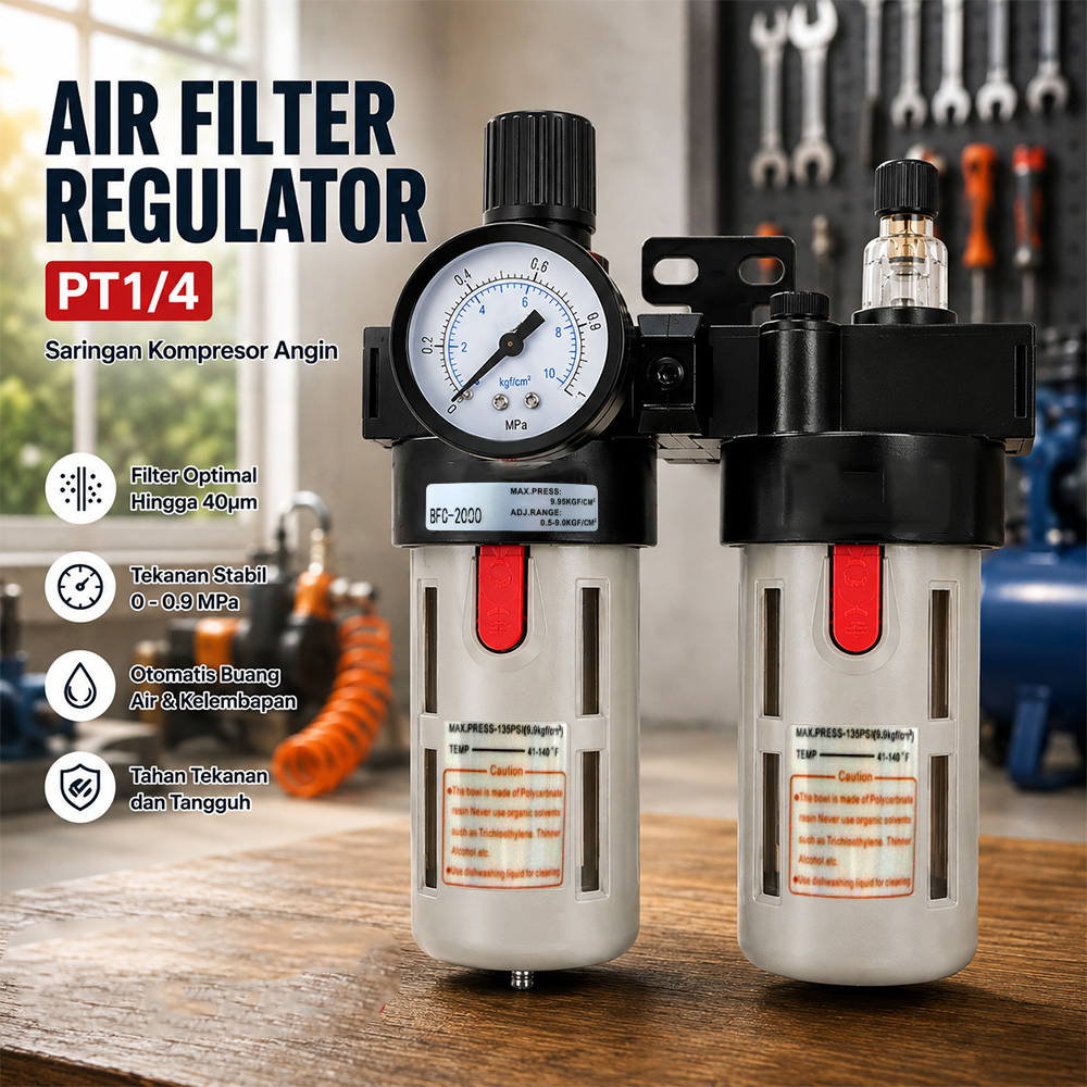 Gambar produk ATO Air Filter Regulator Pneumatic Saringan Kompresor Angin PT1/4 - BFC-2000 - Utama