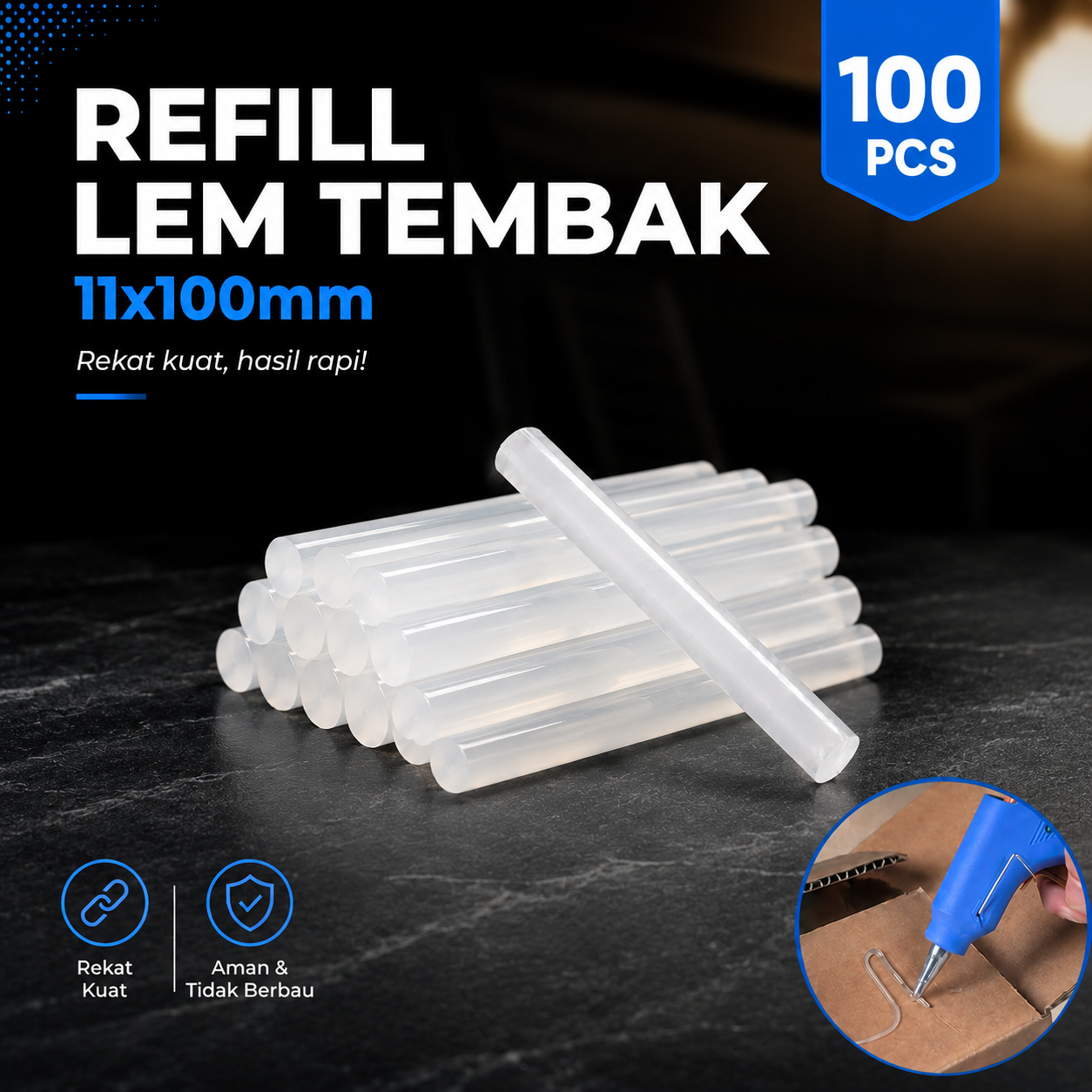 Gambar produk BongKim Refill Pistol Lem Tembak Hot Glue Stick 11x100mm 100 PCS - JBY-20 - Utama
