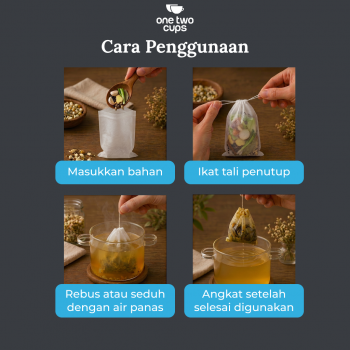 Gambar produk One Two Cups Kantong Teh Celup Kain Saringan Tea Bag Disposable 100PCS 20x25cm - M100 - 7