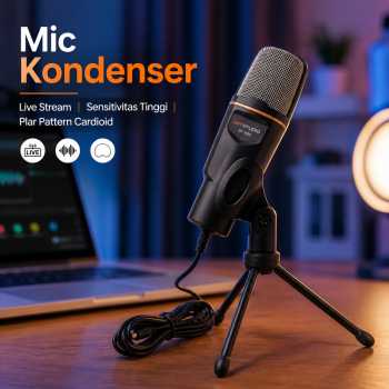 TaffSTUDIO Mic Kondenser Cardioid Podcast Live Stream Mikrofon Stand - SF-666