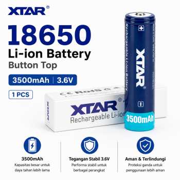 XTAR Baterai Isi Ulang Rechargeable 18650 Button Top 3500mAh 3.6V 1PCS