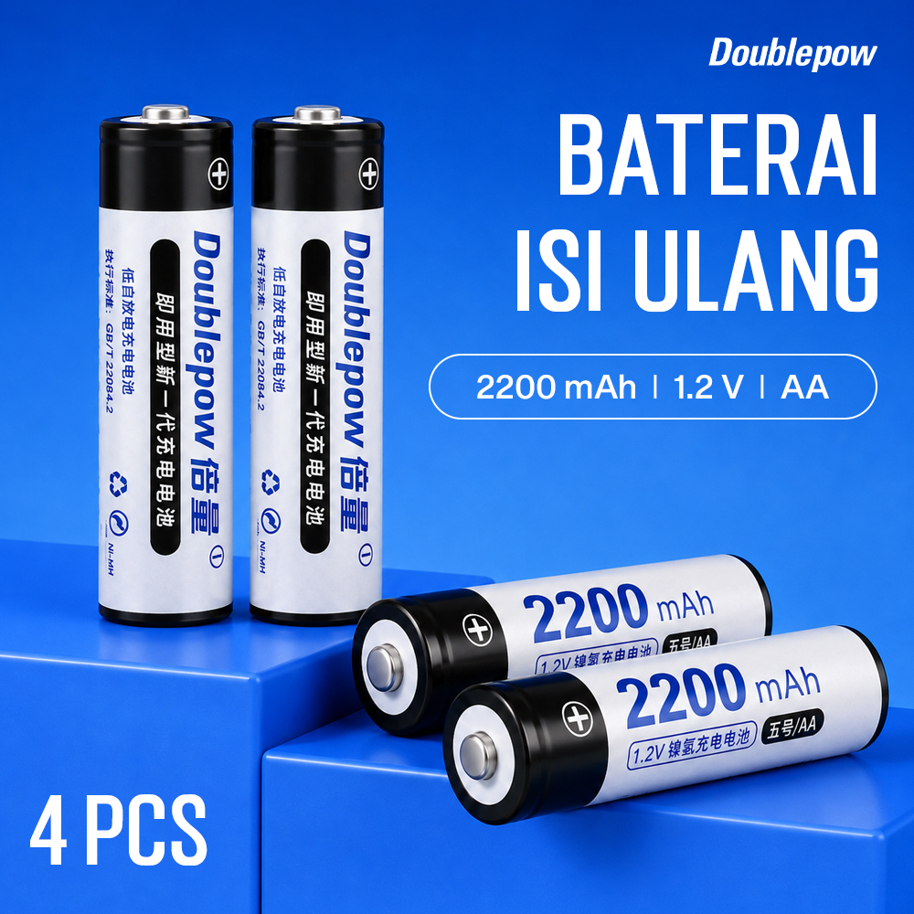 Gambar produk Doublepow Baterai Isi Ulang AA Ni-MH Button Top 2200mAh 1.2V 4 PCS - DP-AA780 - Utama
