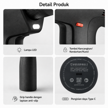 Gambar produk Mijia Bor Listrik Brushless Cordless 2 50 Nm 1700 RPM 14.4V 1900mAh - MJWSDZ002QW - 7