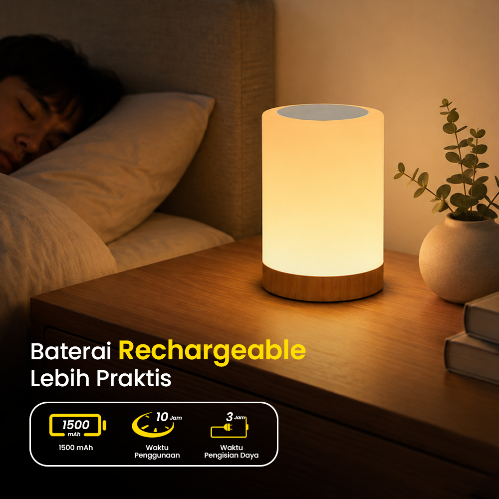 Gambar produk Lampu Tidur LED Touch Light RGB USB Rechargeable 1500mAh 5V 3W - F8-1 - 2