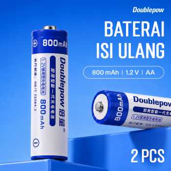 Gambar produk Doublepow Baterai Isi Ulang AA Ni-MH Button Top 800 mAh 1.2V 2 PCS