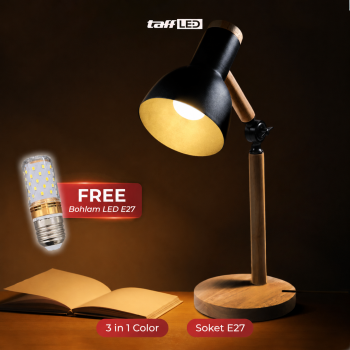 Gambar produk TaffLED Lampu Meja Belajar LED Model Nordic Wooden Art 12W 3in1 Color - PK407