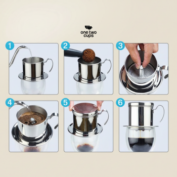 Gambar produk One Two Cups Vietnam Drip Coffee Filter Saringan Kopi Sekrup 250ml 8Q - LC2 - 4
