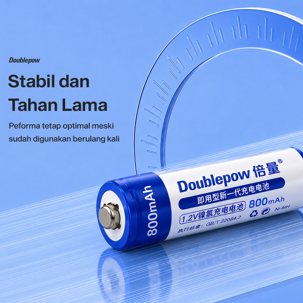Gambar produk Doublepow Baterai Isi Ulang AA Ni-MH Button Top 800 mAh 1.2V 2 PCS - 5