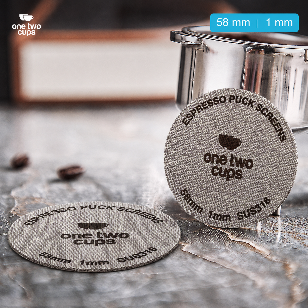Gambar produk One Two Cups Puck Screen Portafilter Espresso Machine 150 Micron 58mm 1mm - SUS3 - 3