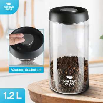 One Two Cups Toples Kaca Penyimpanan Biji Kopi Vacuum Sealed Lid - SE41