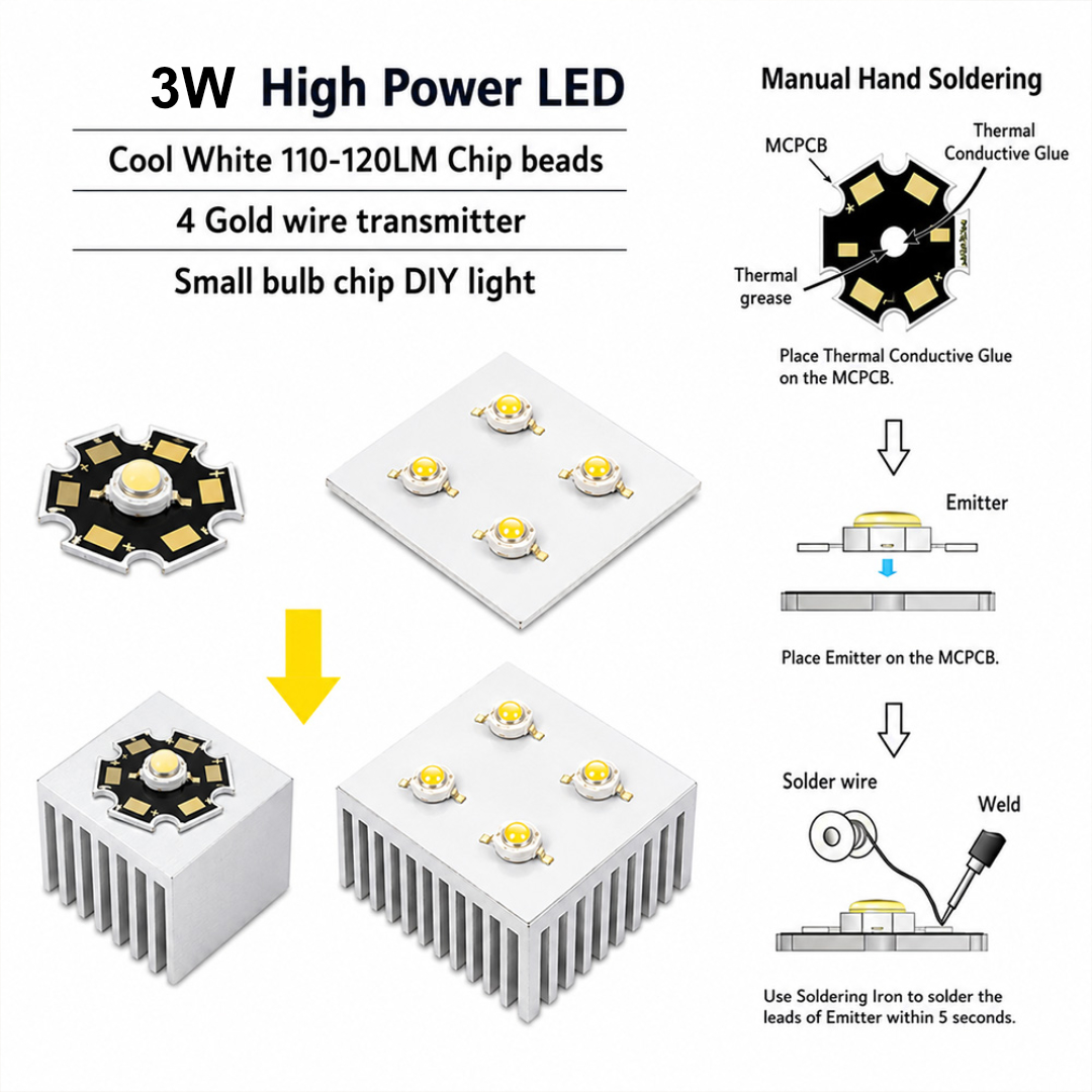 Gambar produk HVIERO Chip LED Lampu SMD Lighting Bulb Diode 6000-6500K 3.6V 10 PCS 3W - COB55-DC3.6 - 4