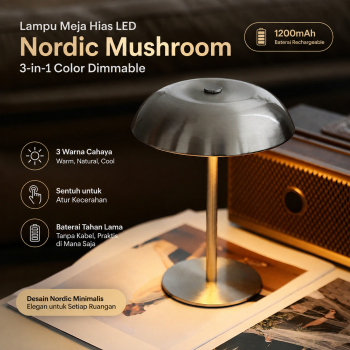 RTO Lampu Meja Hias LED Nordic Mushroom 3in1 Color Dimmable 1200mAh - HA-230