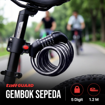 Gambar produk TaffGUARD Gembok Sepeda Kode Kunci Kombinasi Angka 5 Digit 1.2M - GT08