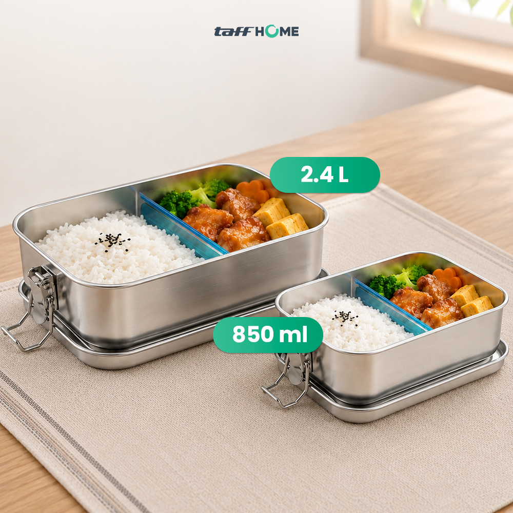 Gambar produk TaffHOME Kotak Makan Lunch Box Stainless Steel 304 with Partition 850ml - UM58 - 5