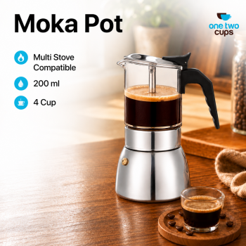 One Two Cups Moka Pot Teko Kopi Espresso Coffee Maker Single Valve - Z70