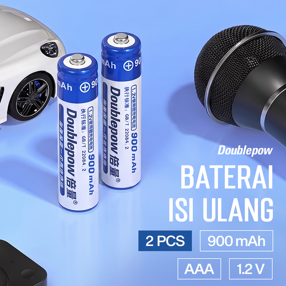 Gambar produk Doublepow Baterai Isi Ulang AAA Ni-MH Button Top 900mAh 1.2V 2 PCS - Utama