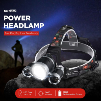 Gambar produk TaffLED Senter Kepala Headlamp Hiking 3 LED 5000 Lumens Cree XM-L T6 - HP05
