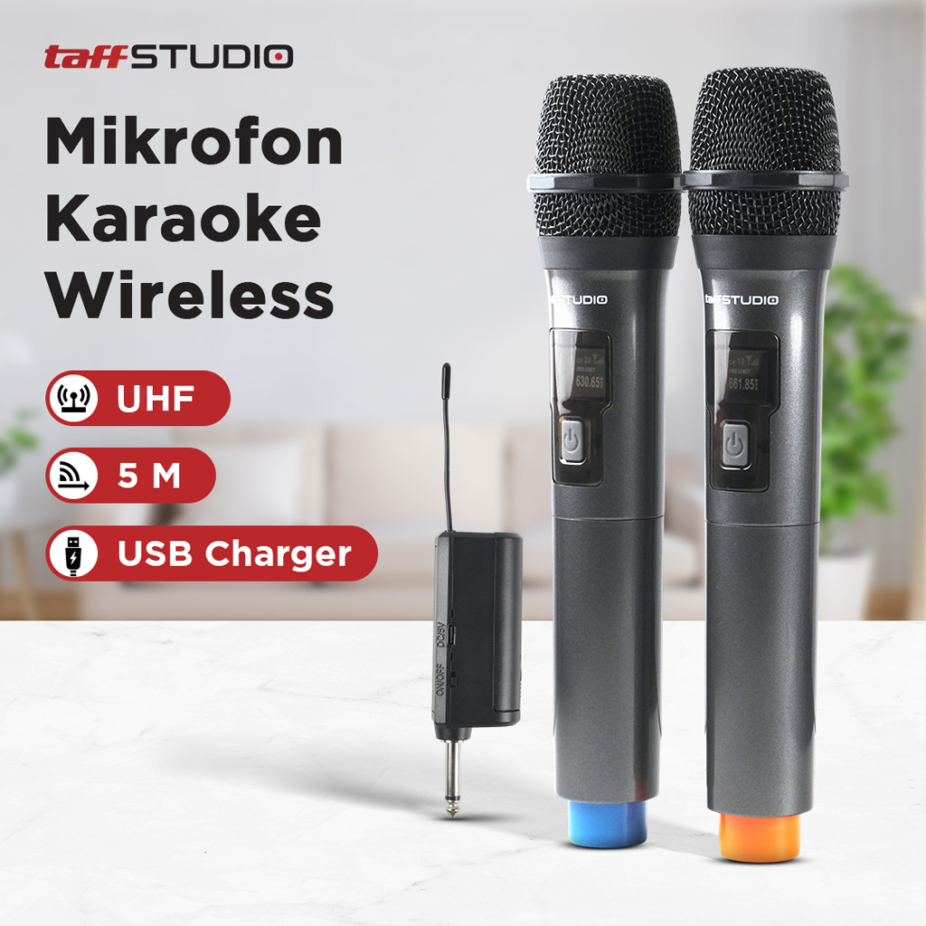 Gambar produk TaffSTUDIO Mic Karaoke Wireless UHF Mikrofon Stereo 2 Ch 2 PCS - SM2 - Utama
