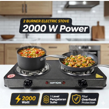 Gambar produk TaffHOME Kompor Listrik 2 Tungku Portable Coil Hot Plate 2000W - C2-2000-58