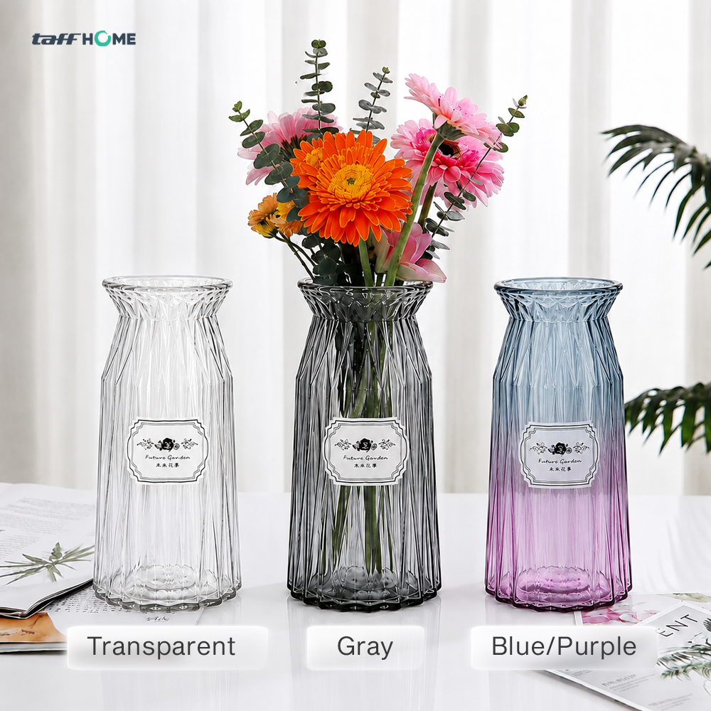 Gambar produk TaffHOME Vas Bunga Kaca Estetik Nordic Ribbon Flower Vase - BT-65 - 6