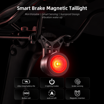 ROCKIO Lampu Belakang Sepeda LED Tail Light Smart Brake Sensor IPX5 - YP-478