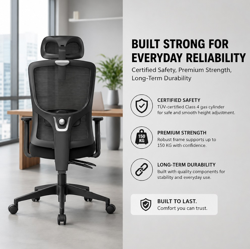 Gambar produk HBADA P5 Pro Kursi Kantor Chair 2D Lumbar Support Fixed Armrest - P302 - 6