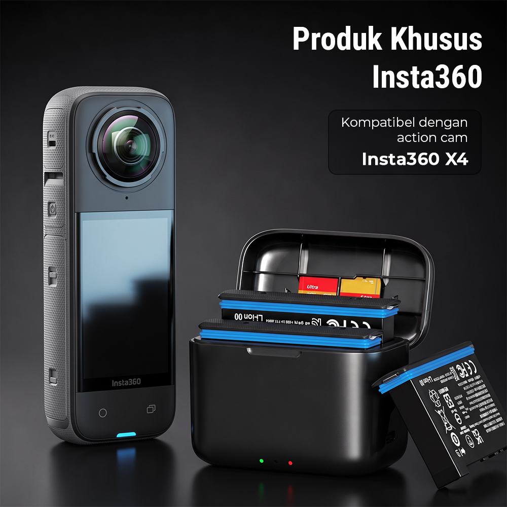 Gambar produk Charger Baterai Box Insta360 X4 Fast Charging LED 2 Slot - CH2-X4-02 - 3