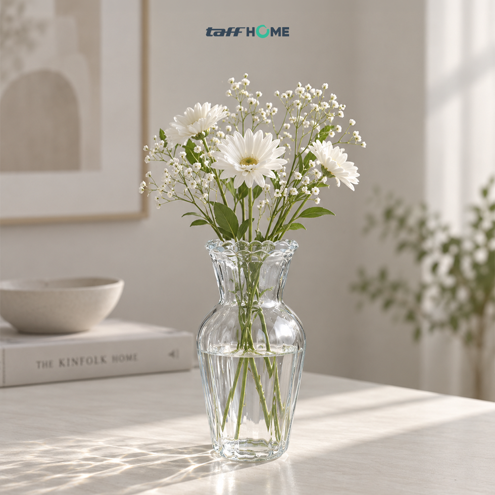 TaffHOME Vas Bunga Kaca Bening Nordic Bottle Vase Flower Pot - MBF-15