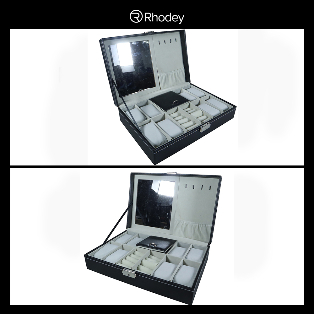 Gambar produk Rhodey Kotak Jam Tangan Watch Box Kulit 12 Slot Mix Grid 30x20x8cm - JO12 - 2