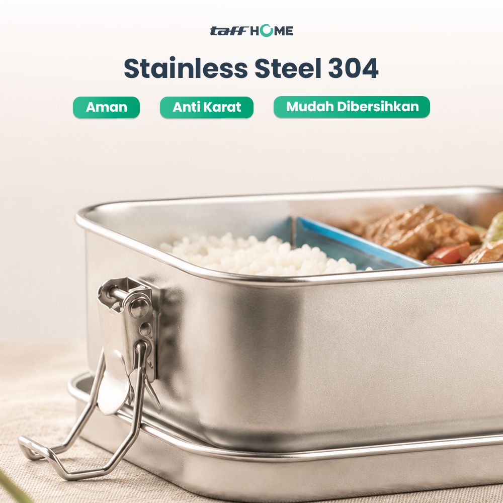 Gambar produk TaffHOME Kotak Makan Lunch Box Stainless Steel 304 with Partition 850ml - UM58 - 1