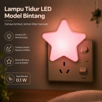 Energy Lampu Tidur LED Model Bintang EU Plug 240V 0.1W - EN-NL-8