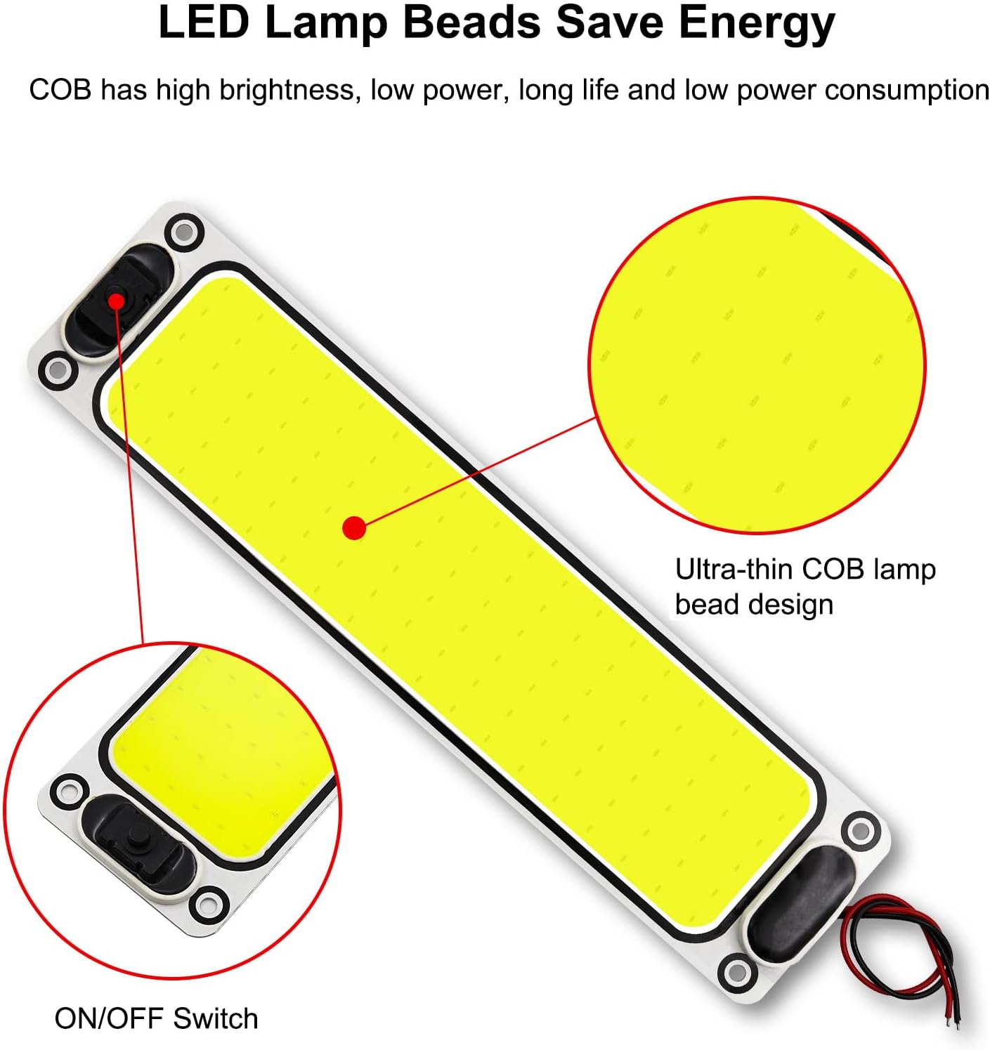 Gambar produk TaffLED Chip LED Lampu COB Interior Mobil Cool White 7000K 12-80V 5.5W - COB60150-DC80-5.5 - 2