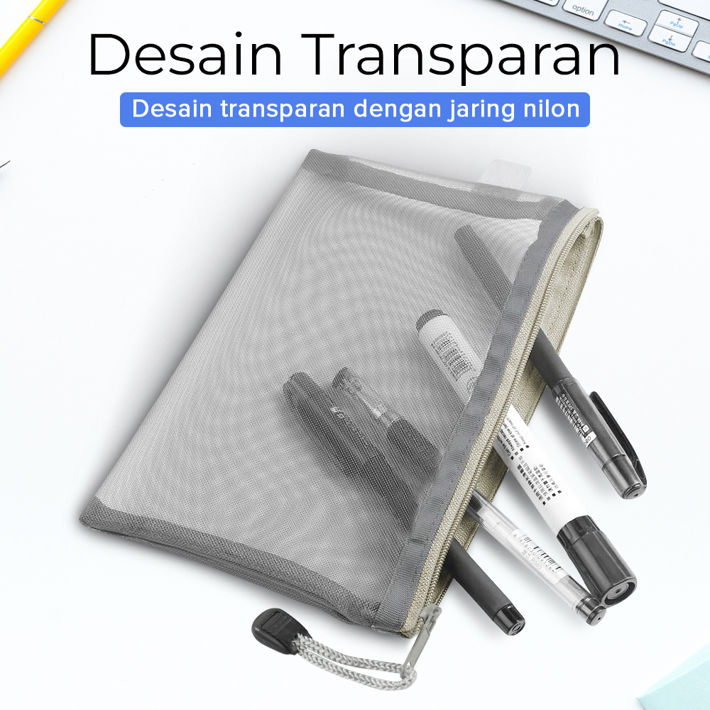Gambar produk KHINSUN Tas Make Up Kosmetik Transparent Mesh Flat - BS802 - 2