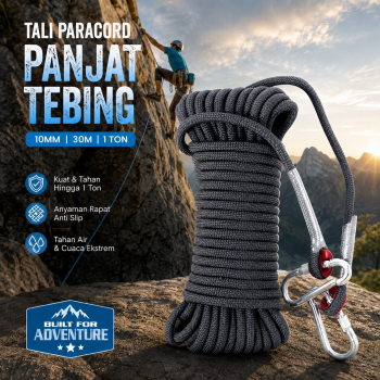 Gambar produk TaffSPORT Tali Paracord Panjat Tebing Climbing Rope Steel Buckle 10mm Panjang 30M - 24KN