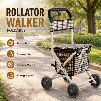 Gambar produk ICEMOB Rollator Walker Alat Bantu Jalan Troli Belanja Lipat Kursi - AB-100