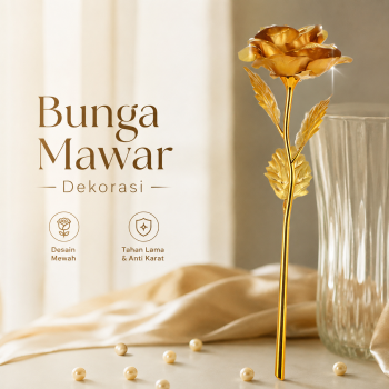 JIUZHO Bunga Mawar Dekorasi Artificial Rose Gold Foil Rose 24K - JZ-240