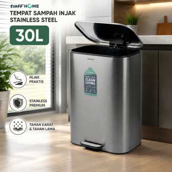 TaffHOME Tempat Sampah Injak Foot Pedal Trash Bin Stainless Steel - M50