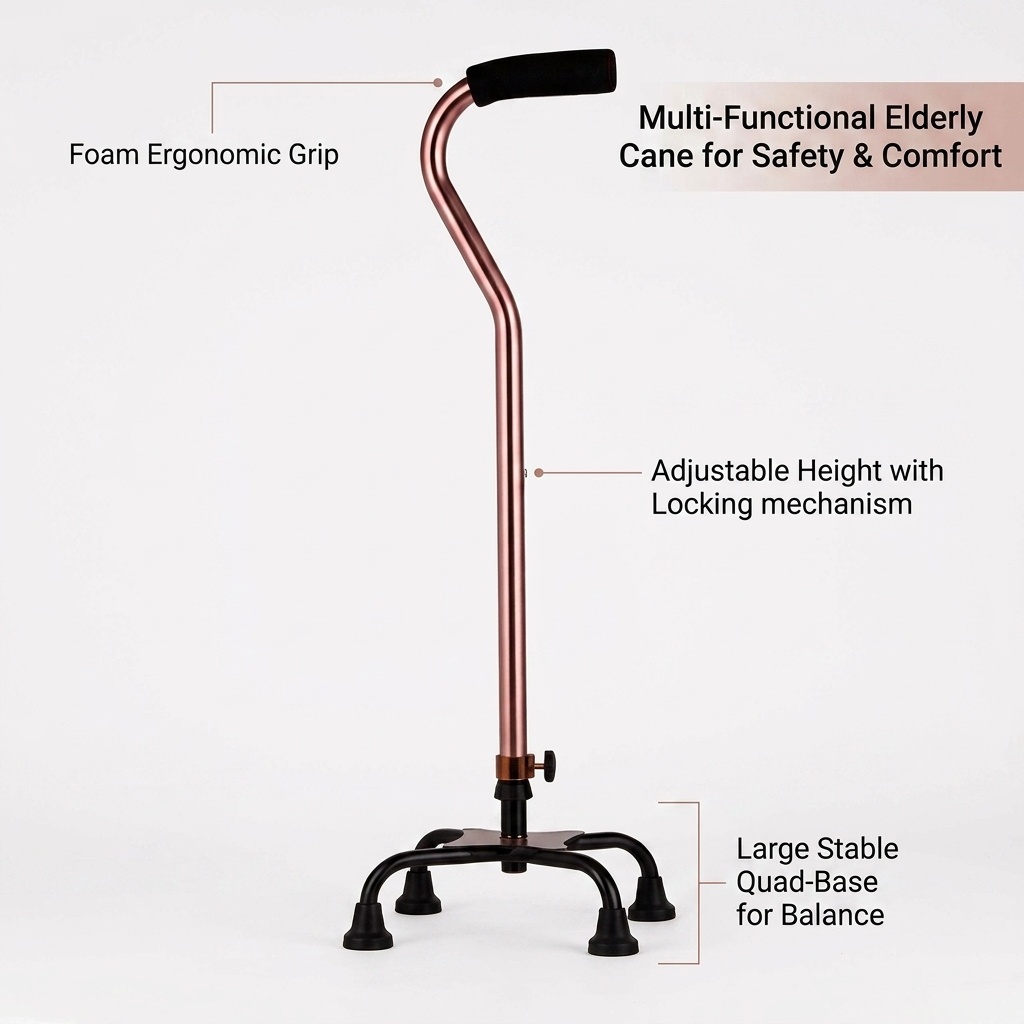 Gambar produk Maston Alat Bantu Tongkat Jalan Walking Cane Adjustable 10 Level 4 Leg - AL-012 - 6
