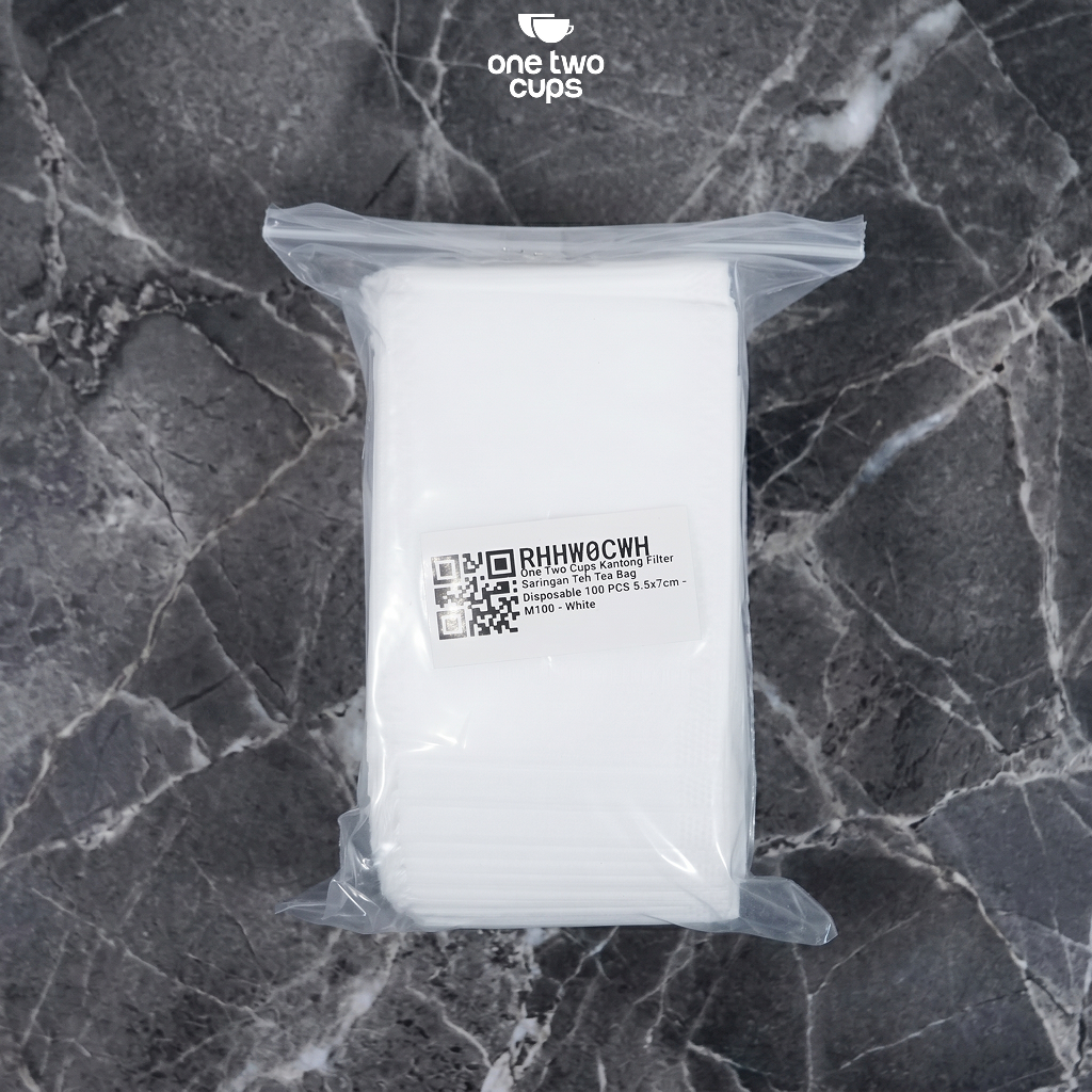 Gambar produk One Two Cups Kantong Teh Celup Kain Saringan Tea Bag Disposable 100PCS 5.5x7cm - M100 - Kemasan