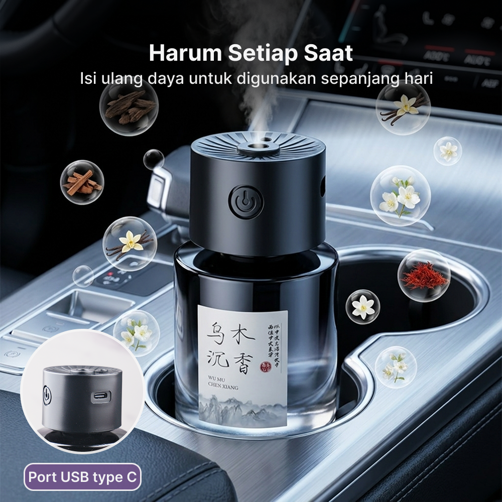 Gambar produk ELYSIAN Parfum Mobil Otomatis 3 Mode 200mAh Car Freshener 140ml Ebony Agarwood - CAS-02 - 3